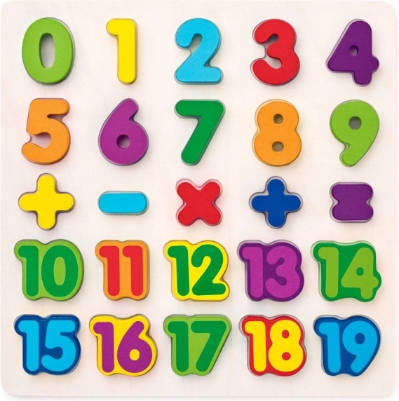 WOODY Wooden Numbers and Math Symbols Puzzle – 25 Pieces