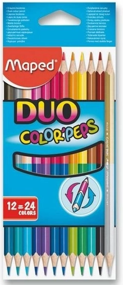 Ergonomiski trīsstūrveida krāsainie zīmuļi DUO Color'Peps 12 gab.