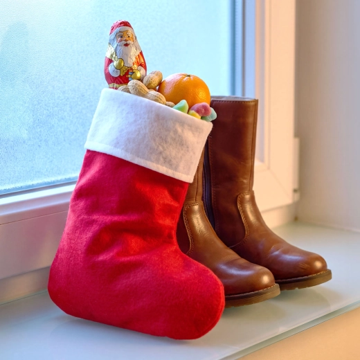 Christmas St. Nicholas Felt Stocking 25 × 40 cm Red/White