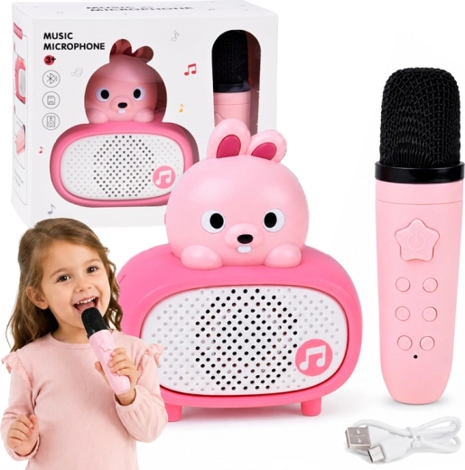 Interaktīvs bērnu karaoke ar Bluetooth mikrofonu un skaļruni – zaķītis