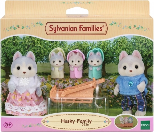Haskiju ģimene SYLVANIAN FAMILIES – figūriņu komplekts ar kamanām