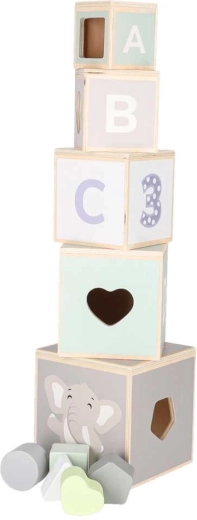 Stacking and assembling a tower in several sizes