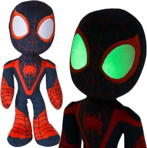 Plush Spider-Man Miles Morales with Glow-in-the-Dark Eyes, 25 cm