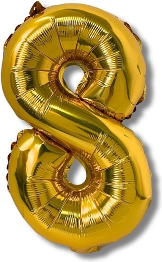 Foil balloon number 8 gold 40 cm