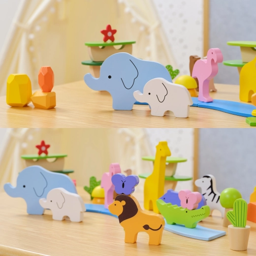 Savanna animals and nature elements