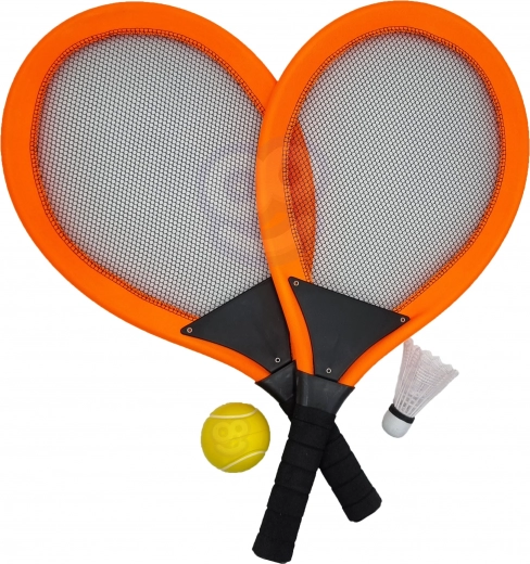 Woopie lielas raketes tenisam un badmintonam bērniem, komplekts ar bumbiņu un volānu