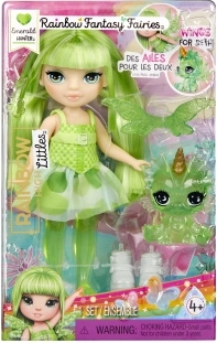 Rainbow High mazā feju māsiņa Emerald – zaļa lelle ar spārniem un mīluli