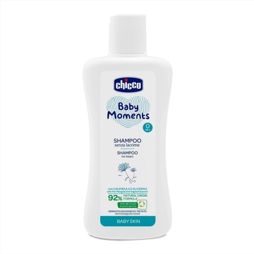 Chicco Baby Moments No Tears bērnu šampūns ar ārstniecisko kliņģerīšu ekstraktu 200 ml