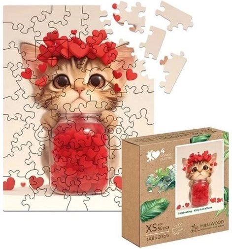 Wooden Puzzle XS: Kitten Full of Love (50 Pieces)
