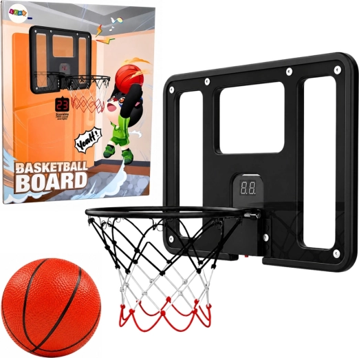 Piekarināms mini basketbola grozs ar elektronisku punktu skaitītāju, gaismām, skaņām un bumbu