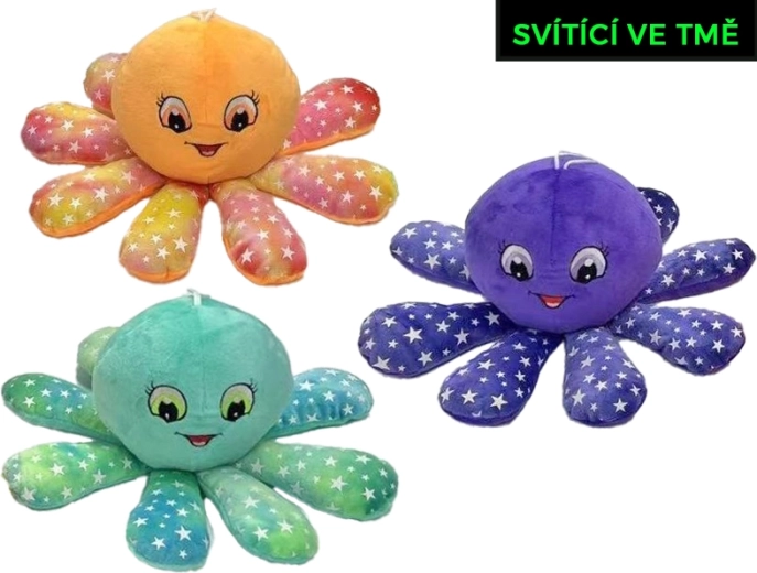 Plush Octopus 15 cm with Glow-in-the-Dark Effect