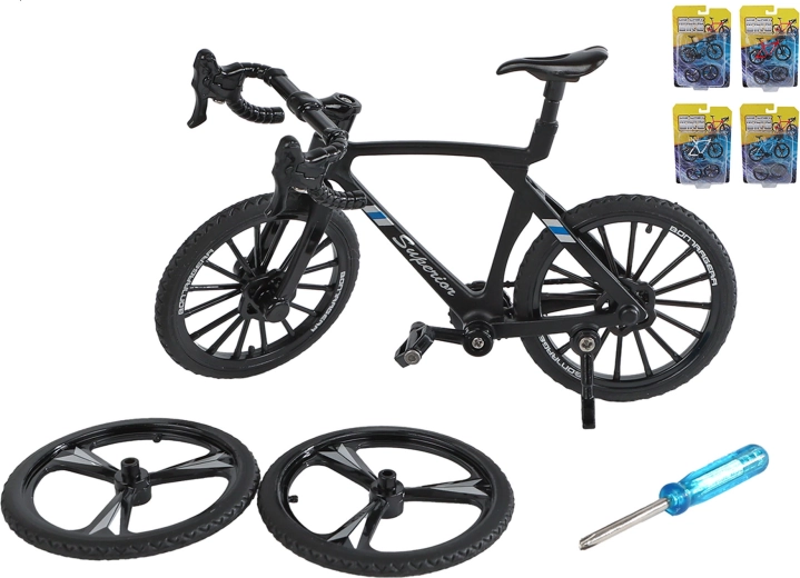 Metāla sacīkšu velosipēda modelis ar rezerves riteņiem 10,5 cm