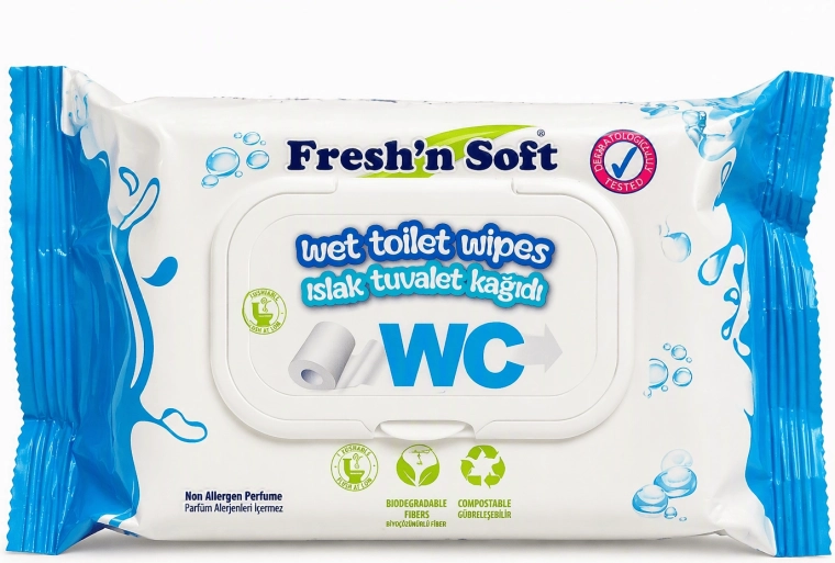 Fresh 'n soft mitrs tualetes papīrs vegāns 60 gab.