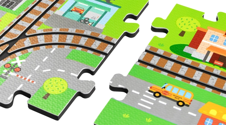 3D putu pilsēta ar sliedēm