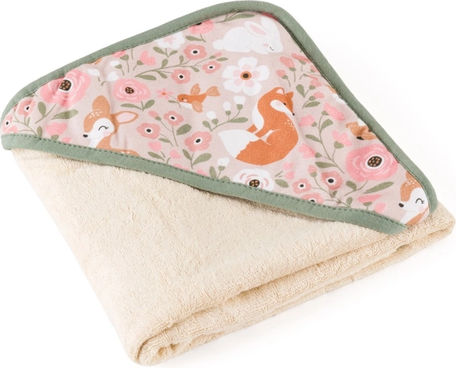 Bamboo hooded towel PETITE&MARS Loulou Rosy Wilderness 100 × 100 cm