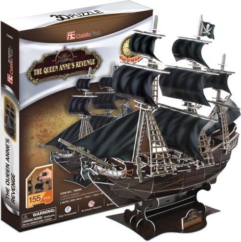CubicFun 3D puzle pirātu kuģis Queen Anne's Revenge – 180 detaļas