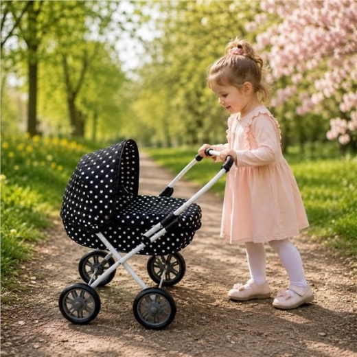 New Baby bērnu leļļu ratiņi Anička melni