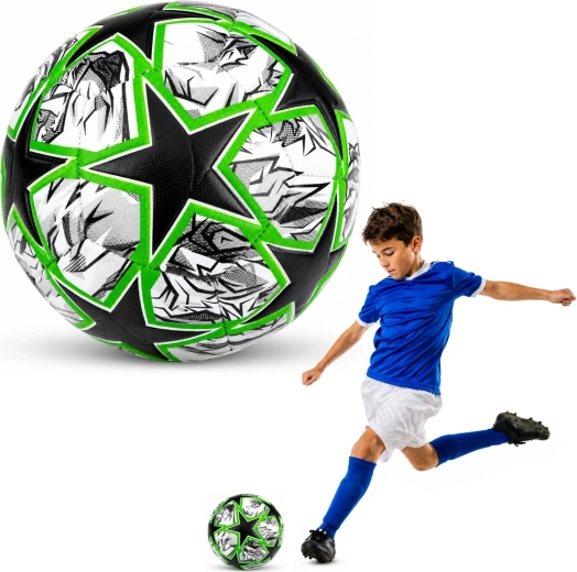 Treniņu futbola bumba, 5. izmērs, melni zaļa, 22 cm