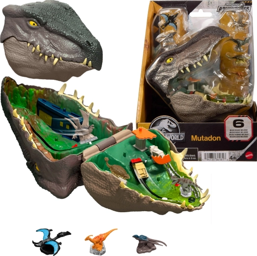 Compact Jurassic World Micro Adventures Playset Mutadon with 6 Micro Figures