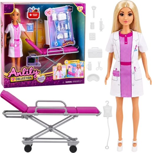 Anlily Doctor – doll with wheeled stretcher and medical accessories
