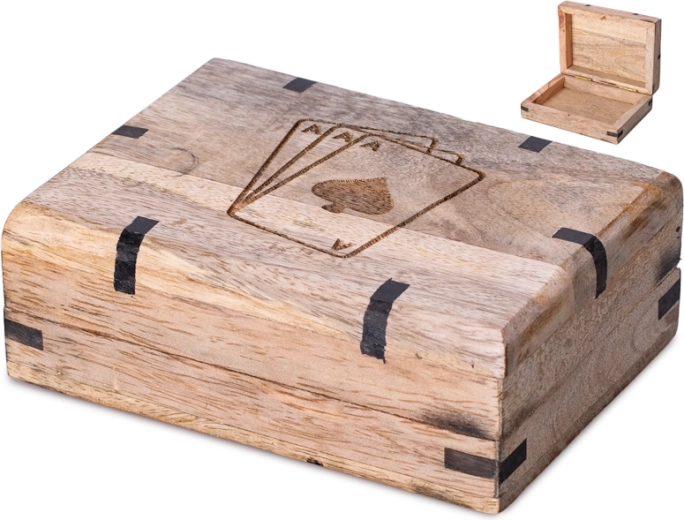 Wooden playing card case 12 × 9 cm
