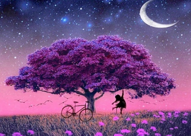 Diamond Painting Purple Tree 30 × 40 cm