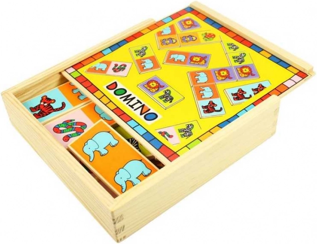 Bigjigs Toys koka domino ar dzīvniekiem