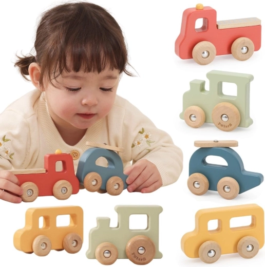 Viga PolarB Wooden Colorful Vehicles - 4 pcs