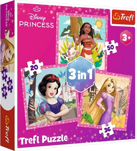 Puzle 3 vienā – skaisti ziedi – DISNEY PRINCESS Trefl
