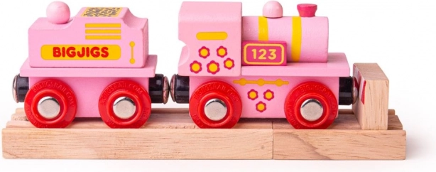 Rozā lokomotīve ar tenderi BIGJIGS Rail