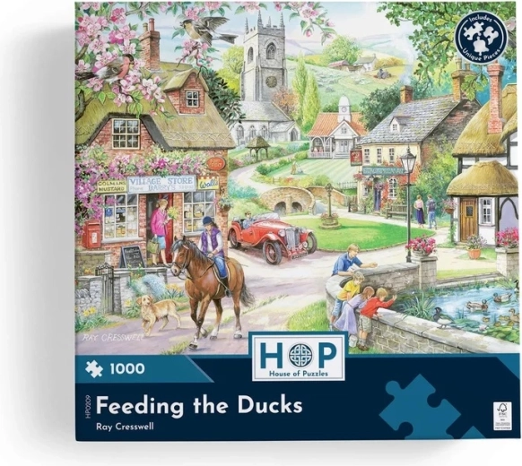 Detailed village life scene