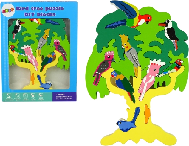 Wooden Tree Puzzle with Parrots