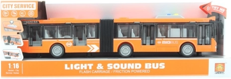 Articulated orange battery-powered bus with light and sound