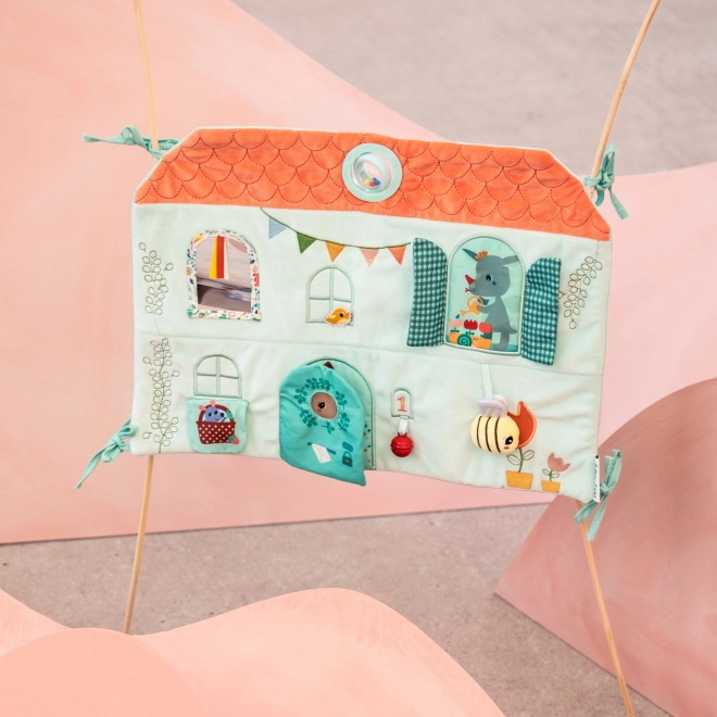 Textile crib panel - little house of Stella the deer and Joe the dragon