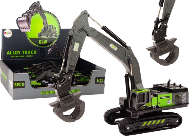 Toy Tracked Excavator with Metal Grab 1:55 Black-green
