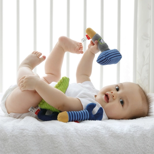 Sensory stimulation: rattle, squeaker and crinkling