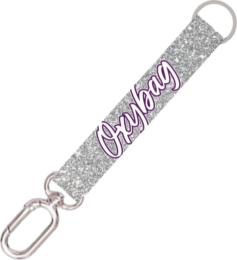 Īsa atslēgu piekariņa lente ar karabīni Silver Glitter