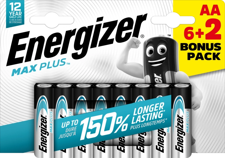Energizer Max Plus AA sārma baterijas 6+2 gab.
