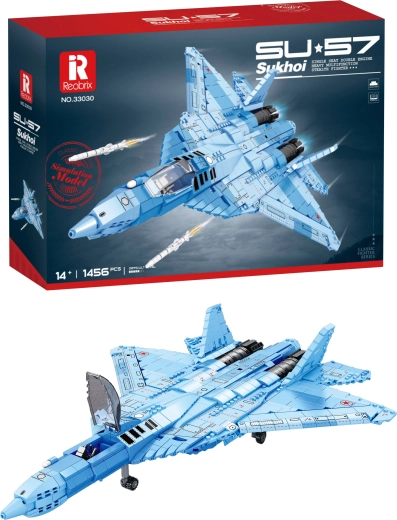 Su-57 Fighter Jet Building Set in Blue Camouflage (1456 pieces)
