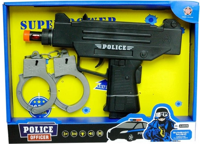 Policijas pistole ar roku dzelžiem – bērnu komplekts mazajiem policistiem