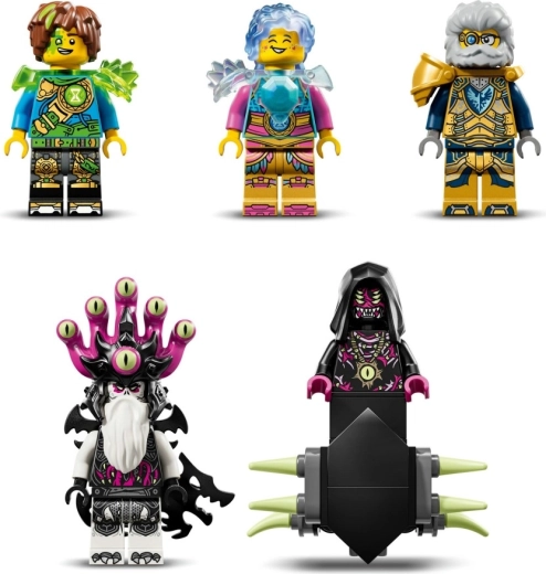 Piecas minifigūras un kaudze piederumu