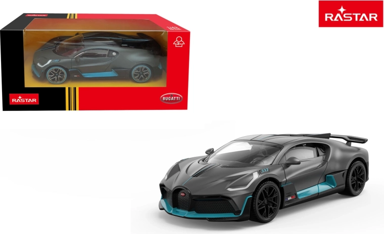 Metāla auto Bugatti Divo 1:43 pelēks Rastar – 1 gab.