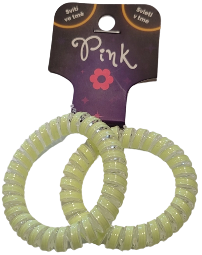 Spīdošas spirālveida matu gumijas PINK, 2 gab.