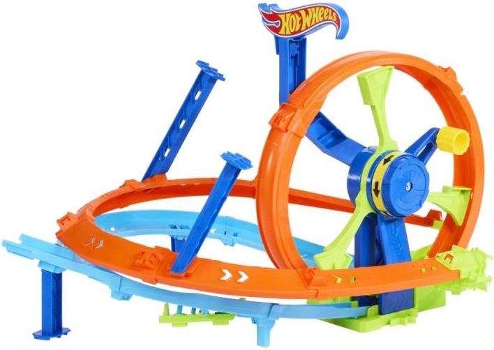 Sacīkšu turbo cilpa Hot Wheels – kaskadieru komplekts ar paātrinātāju