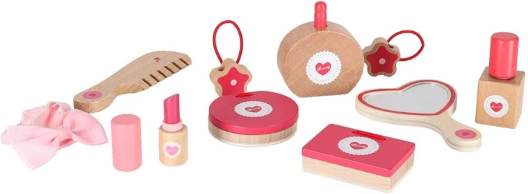 Wooden accessories for safe beauty-ritual play