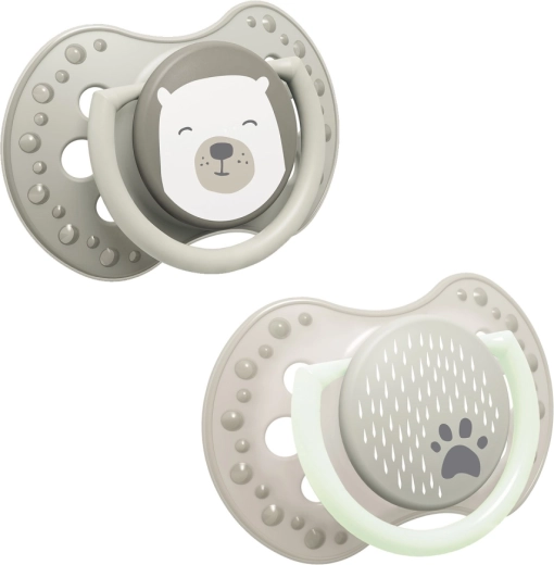 LOVI Pacifier with mini shield, dynamic silicone BUDDY BEAR 0–2m, 2 pcs