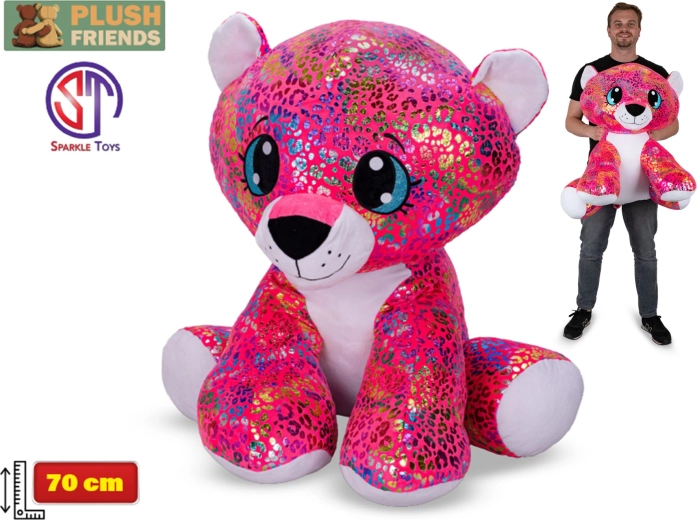 Plīša leopards ar varavīksnes mirdzumu 70 cm – Plush Friends Star Sparkle