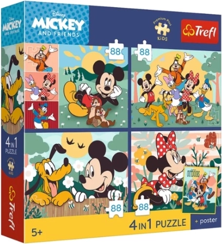 Trefl puzles Premium Plus Kids Myszka Mickey – Razem z przyjaciółmi 4x88 gab.