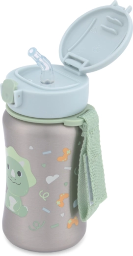Hygienic flip-top lid and fold-down straw