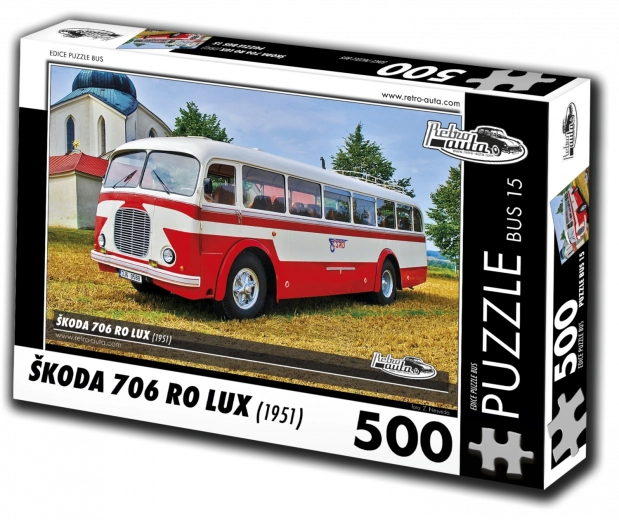 Retro auto puzle – autobuss Škoda 706 RO Lux (1951), 500 gabaliņi